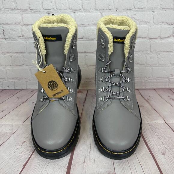 Dr. Martens Combs With Faux Fur Lined Utility Grey Boots Women’s Size 9 - Picture 8 of 12